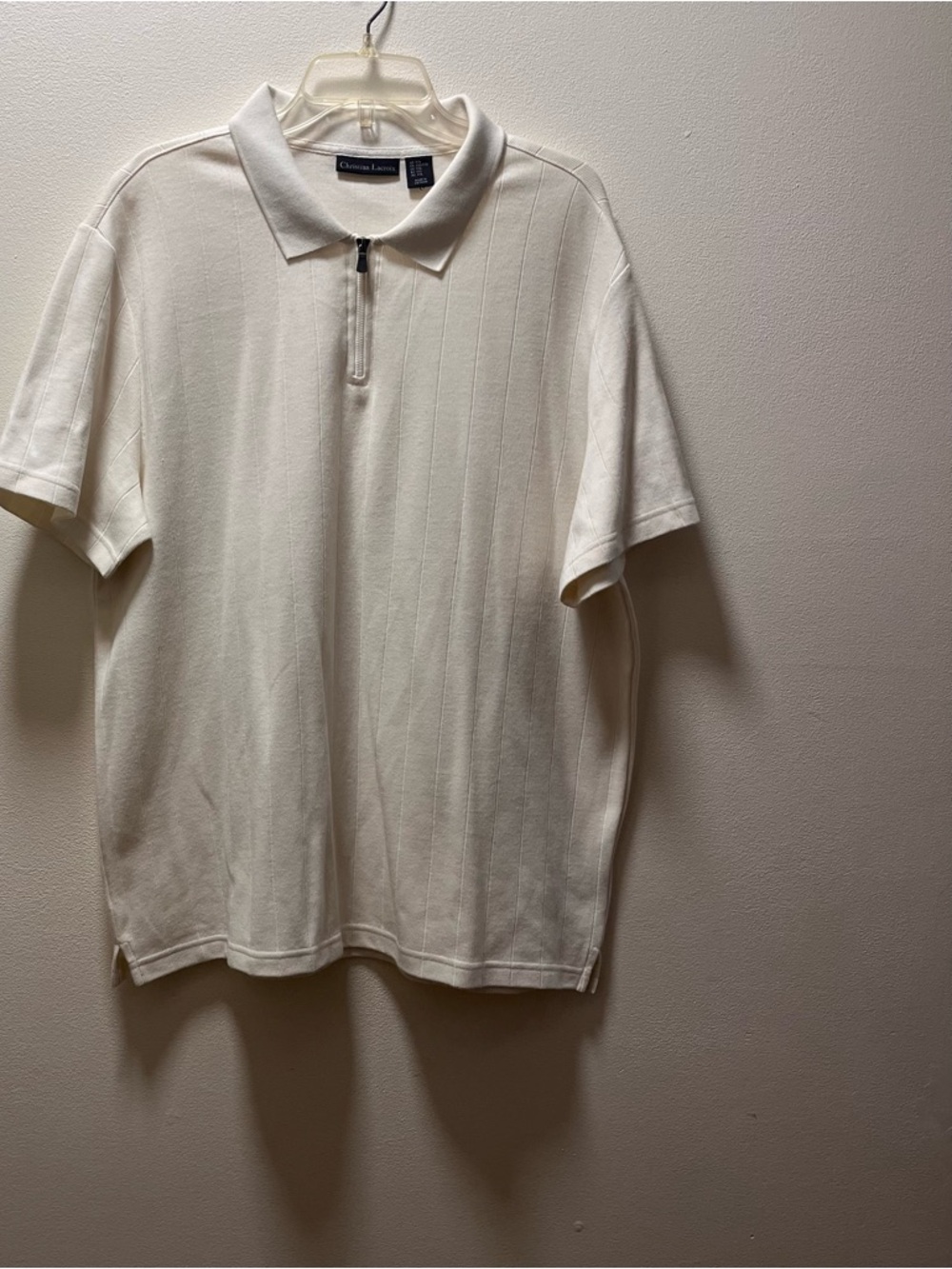 Christian Lacroix Preppy Coastal Lux Short Sleeve Knit Top, Men's Sz XXL, Cream
